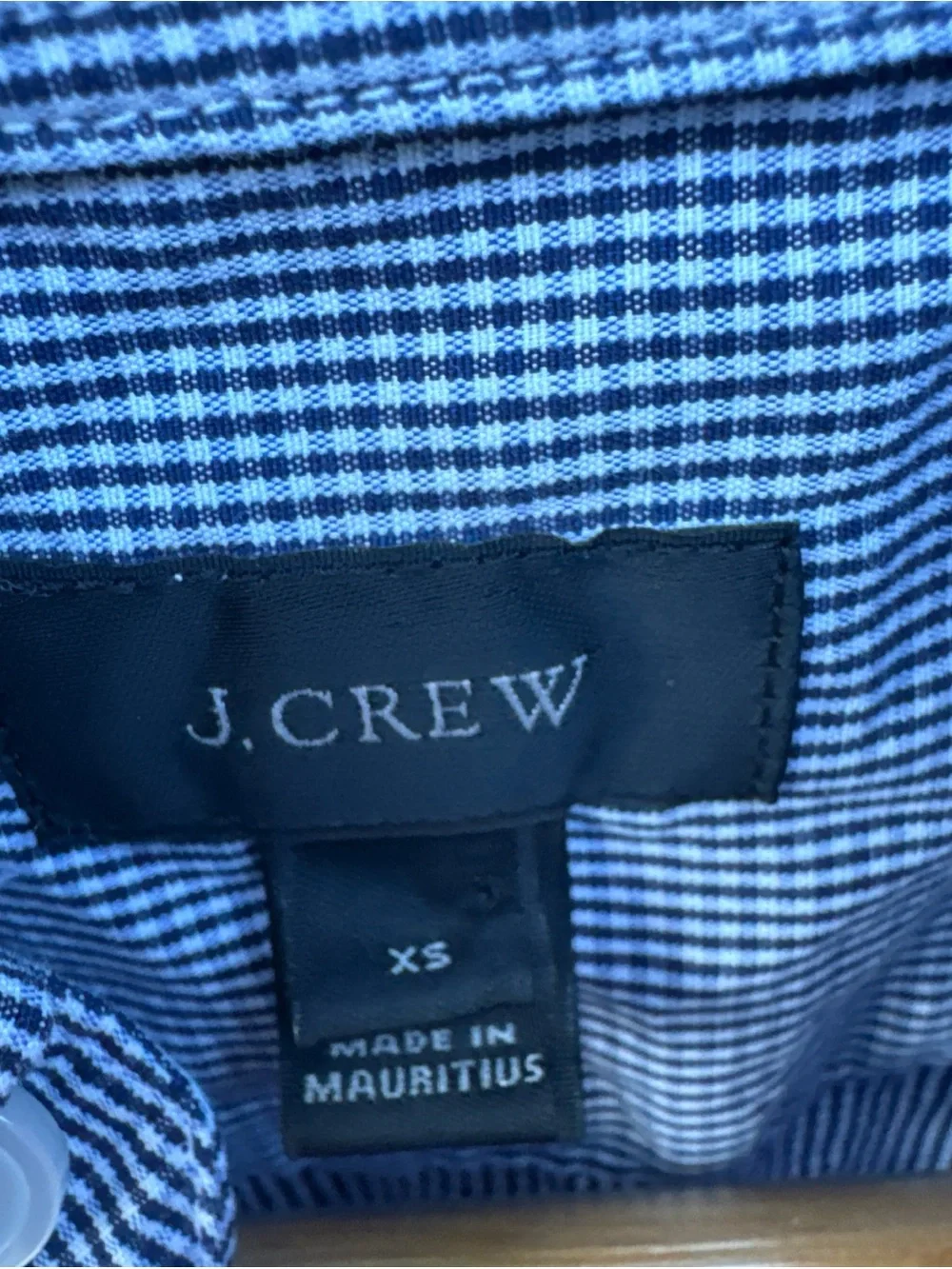 NWT J. Crew Men's Size XS Short Blue Gingham Long Sleeve Slim Untucked Shirt